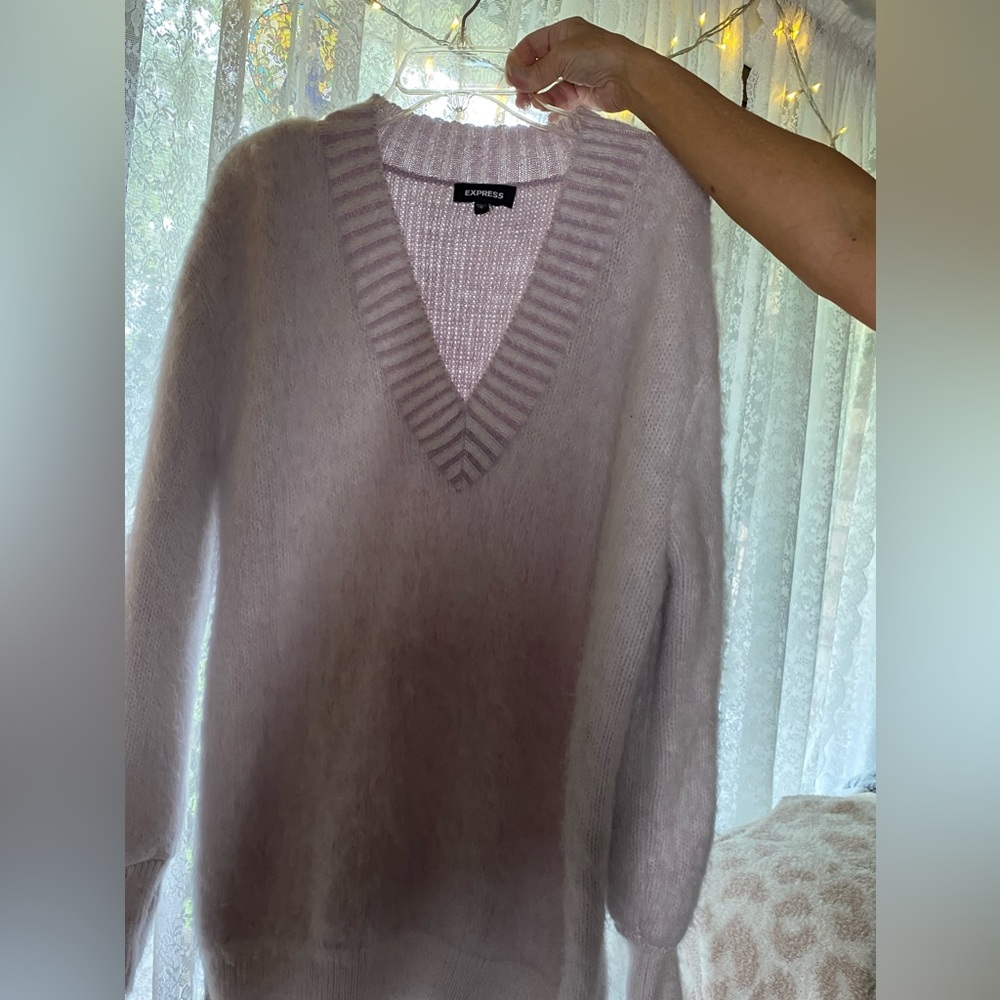 Express fuzzy purple sweater